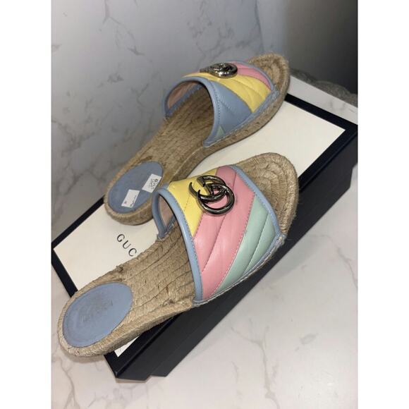 Gucci Espadrille Slides in Multi-Color with Logo - Picture 4 of 5